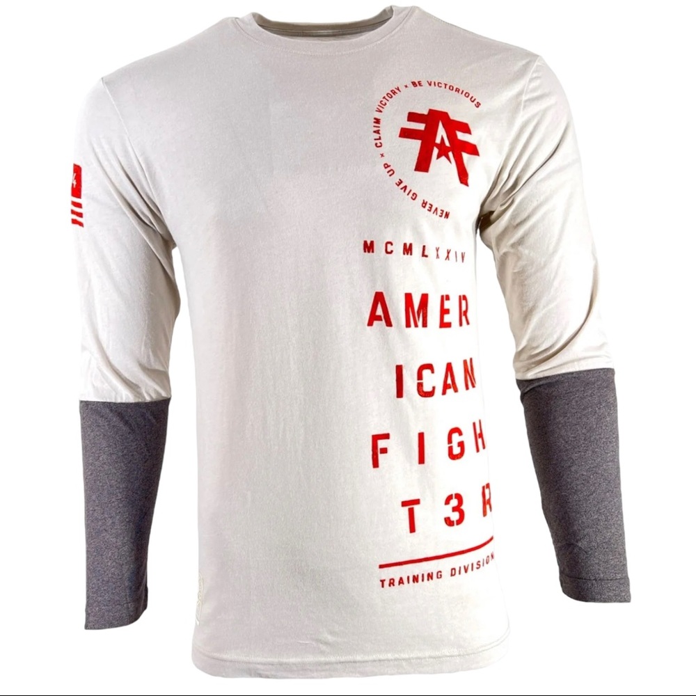 American Fighter Mens' T-Shirt DOUBLE STACKED Premium Grey S-3XL